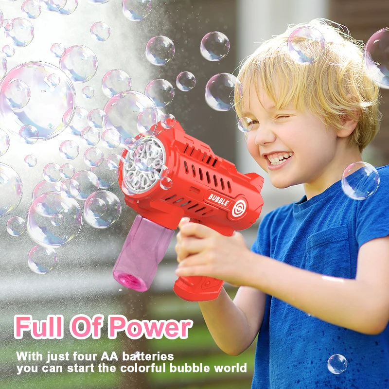 Pistola de burbujas de mano espacial, juguete para regalo de vacaciones para niños, juguete al aire libre con una gran cantidad de burbujas sin batería, burbuja de agua