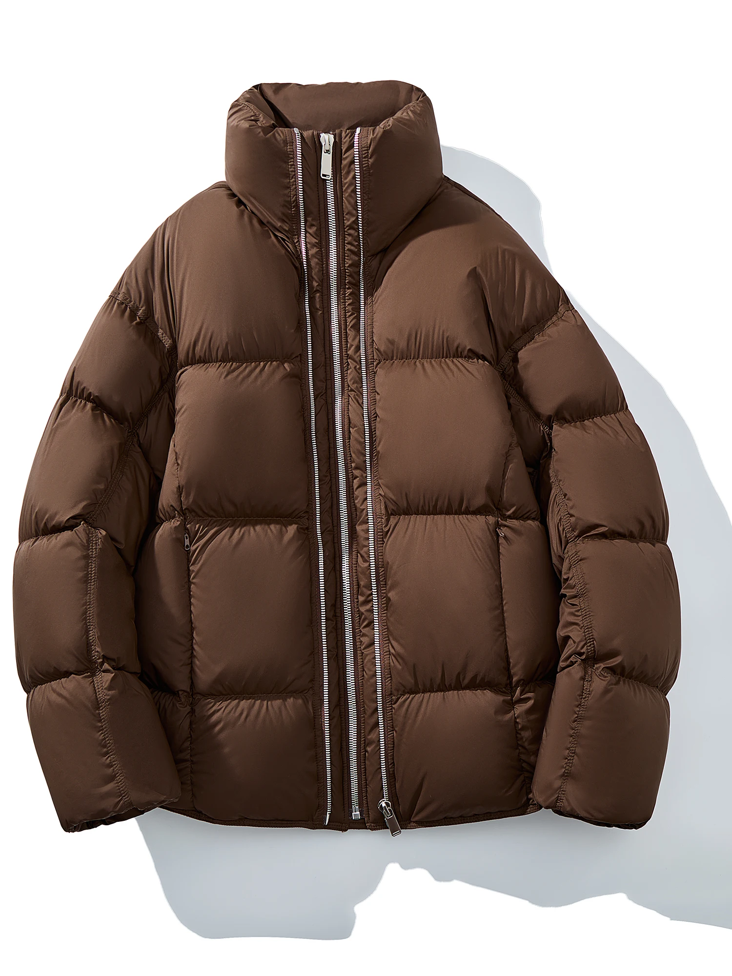 

Мужская белая пуховая куртка с воротником-стойкой на молнии, двухслойная, теплая, повседневная, свободного кроя, зимнее пальто