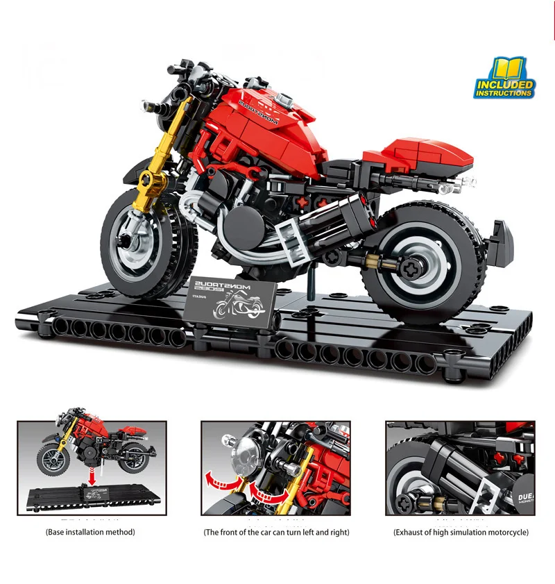Italia Modern Motorcycle Speed Building Block XDiavel 1200 Vehicle Motor Model Steam Bricks Educational Toys Collection For Gift
