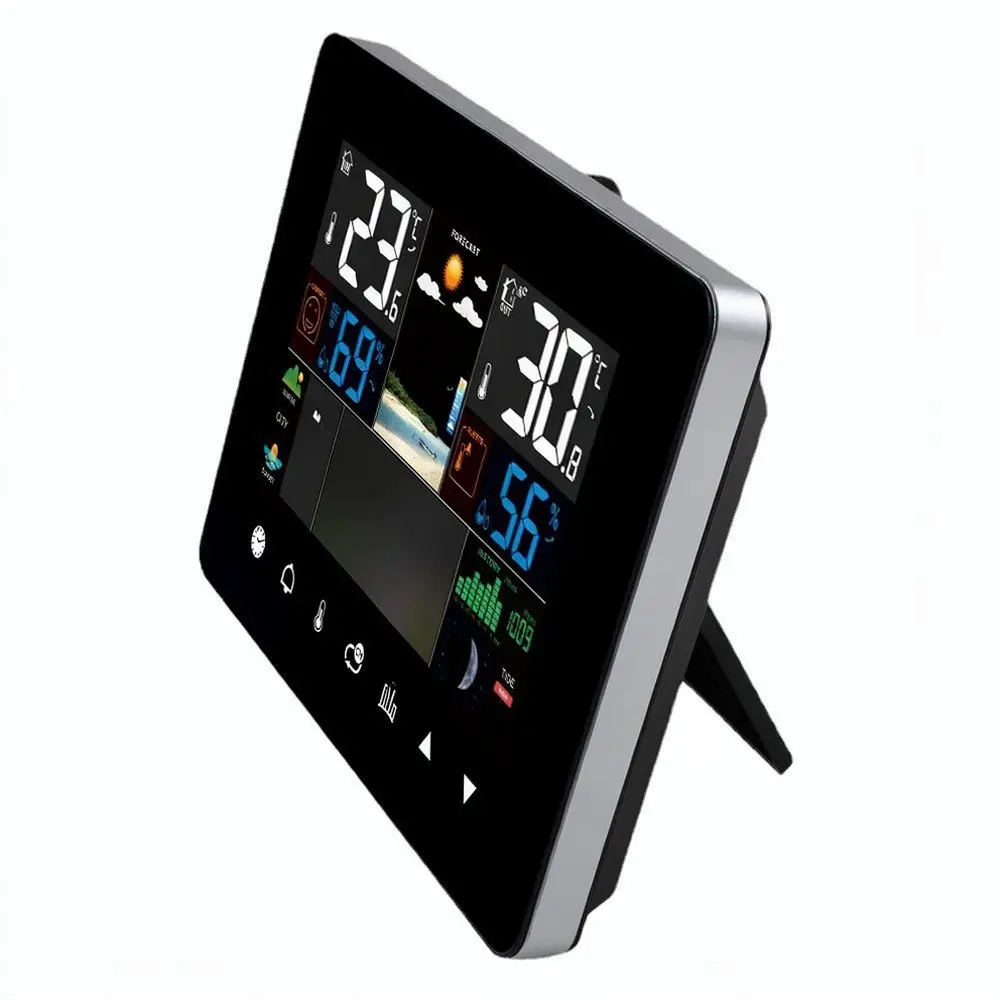 Wireless Weather Clock Touch Display Alarm Calendar Temperature Humidity Gauge Digital Home Decor Time Management Device
