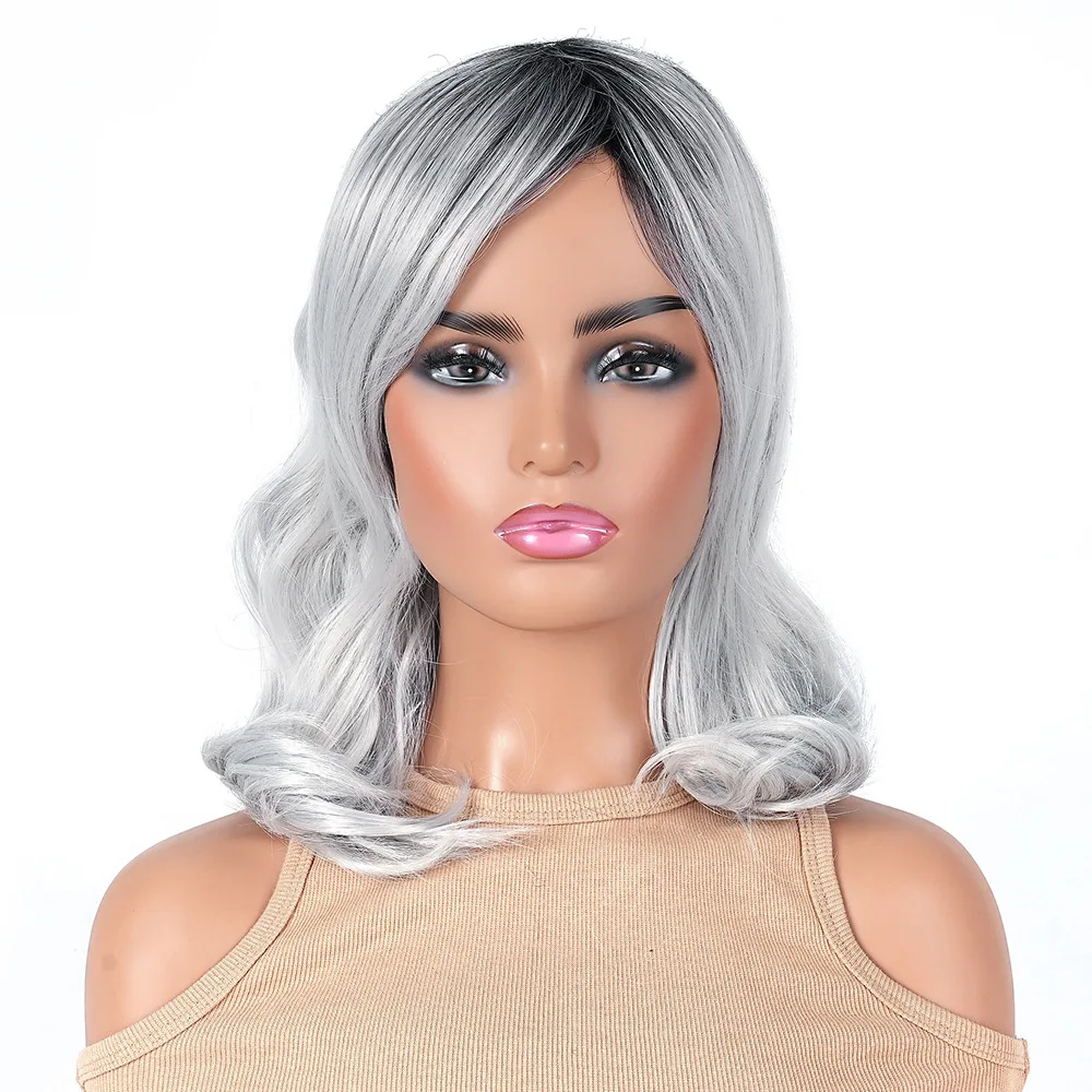 

Женский парик, черный с окрашенными корнями, термостойкий синтетический парик на сетке-розетке