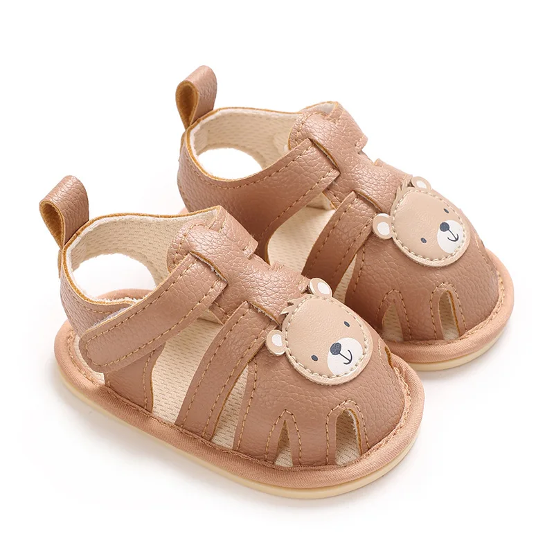2026 Summer 0-1Y Baby Shoes Cute Cartoon Appliqués Velcro Closure Toddler First Walking Sandals Non-Slip Soft Sole