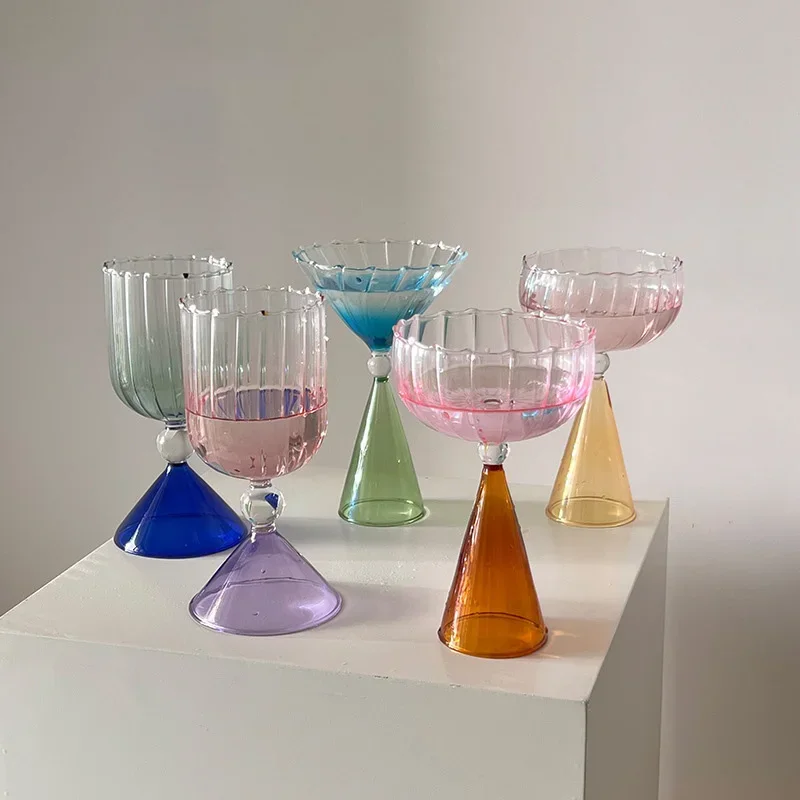 Colorful Irregular Glass Cup Tumbler Drinkware Tea Juice Milk Coffee Mug Home Water Glasses Glass Vase Nordic Home Design