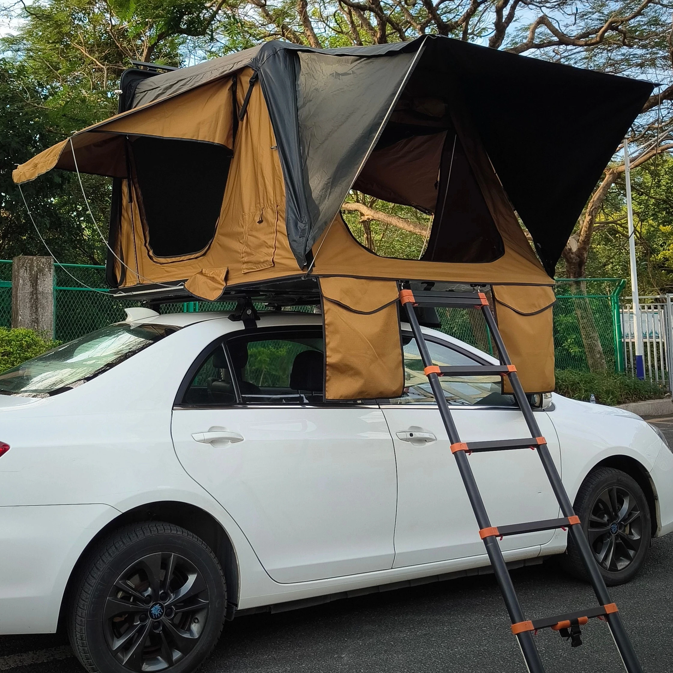 

Portable 1-3 Person Foldable Car Roof Tent Outdoor Camping Aluminum Alloy Hard Shell Waterproof 3000mm+ More