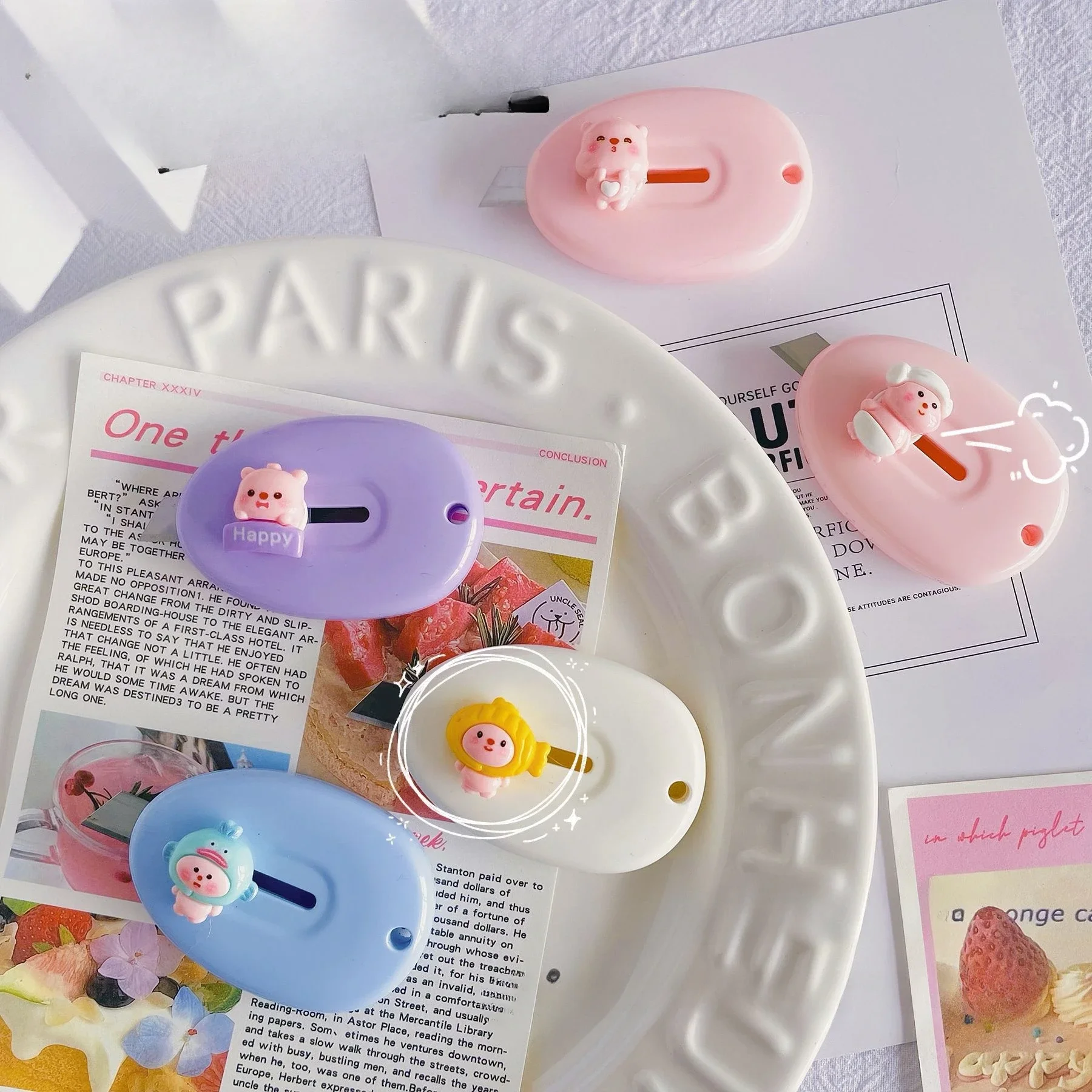 1pc Cartoon Mini Utility Knife Cutter Kawaii Letter Opener Sword Portable Open Box Student Hand Account Paper Knife Hand-made - view 2