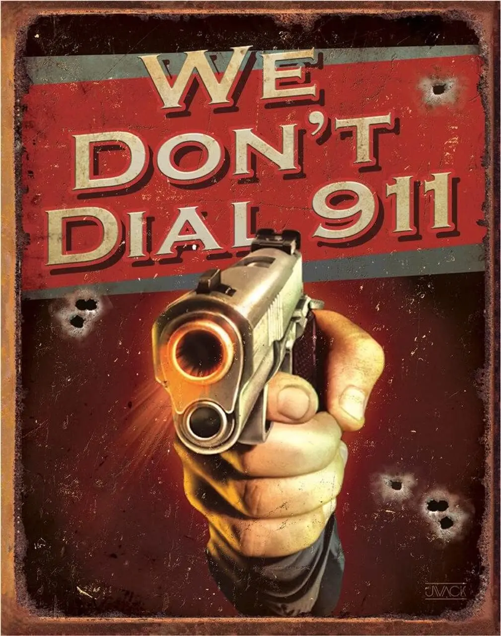 Desperate Enterprises We Dont Dial Tin Sign - Nostalgic Vintage Metal Wall Decor - Made in USA