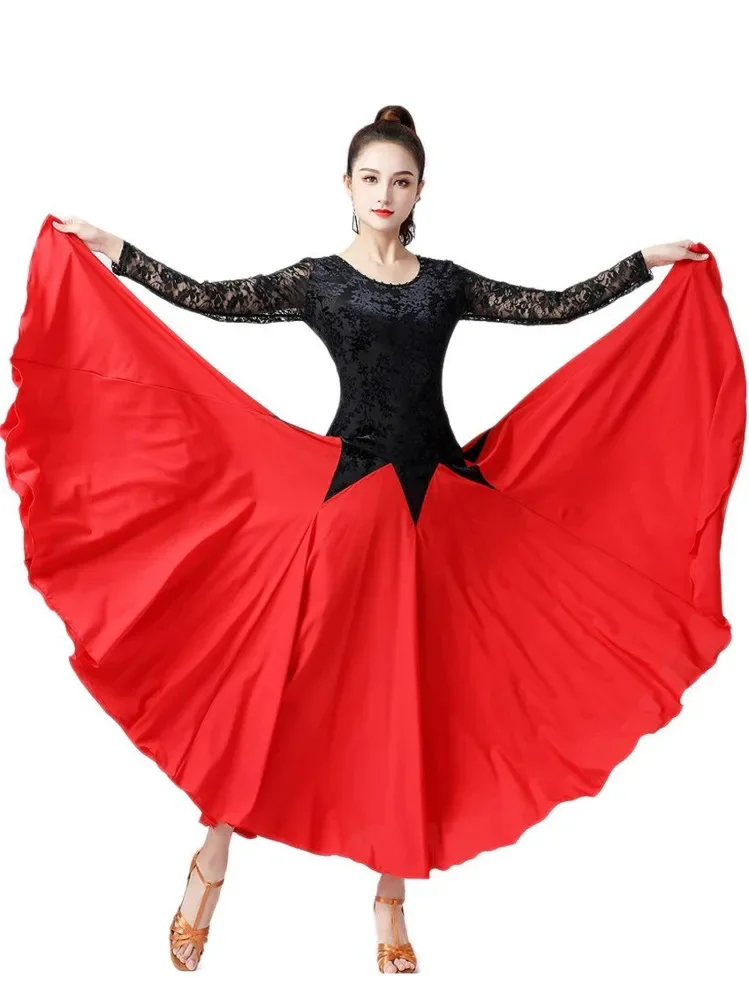 2024 High Quality Ballroom Dance Dress Women Performance Wear Dresses Modern Standard Tango Waltz Dress Short Sleeves L594