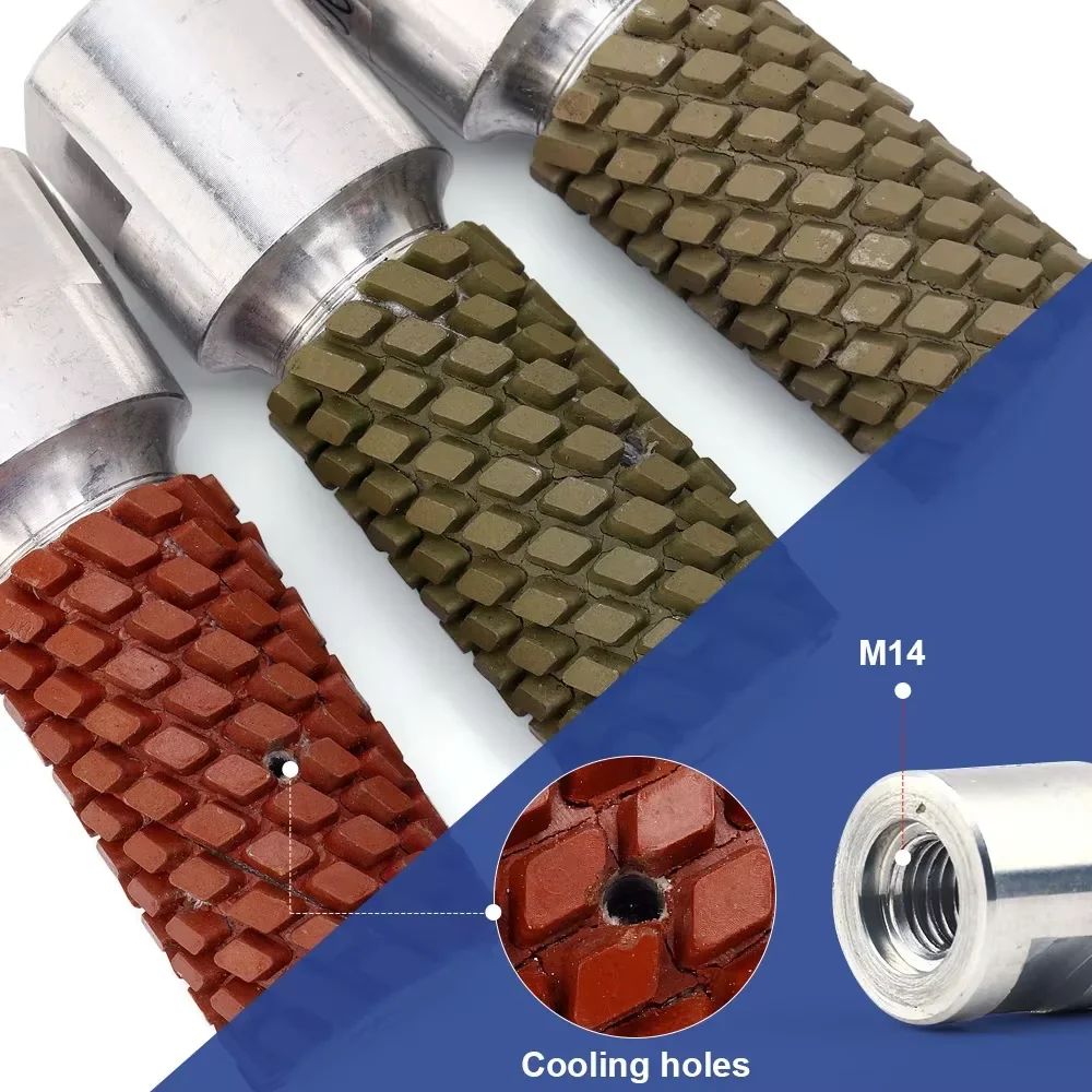 Wet Diamond Drum Grinding Wheel 1/2 Gas & M14 Thread Arbor, Sink Hole Polishing Wheel for Granite Marble Concrete