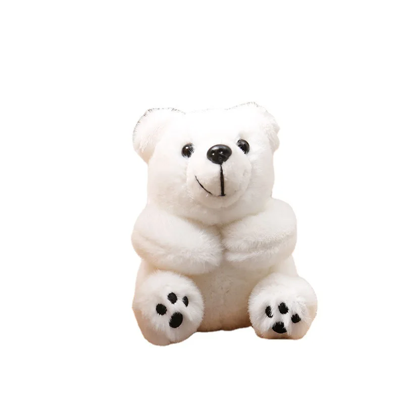 Bonito de pelúcia urso polar boneca chaveiro pingente dos desenhos animados animal neve urso polar carro chaveiro saco pingente amantes presentes femininos