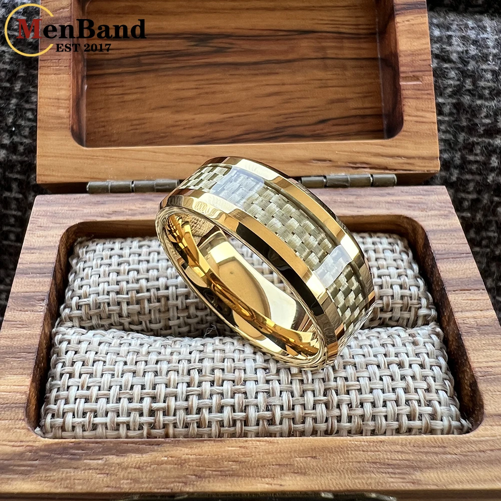 MenBand 4/6/8 مللي متر الذهب ألياف الكربون البطانة التنغستن الدائري للرجال النساء موضة المشاركة الزفاف الفرقة عصرية ومريحة