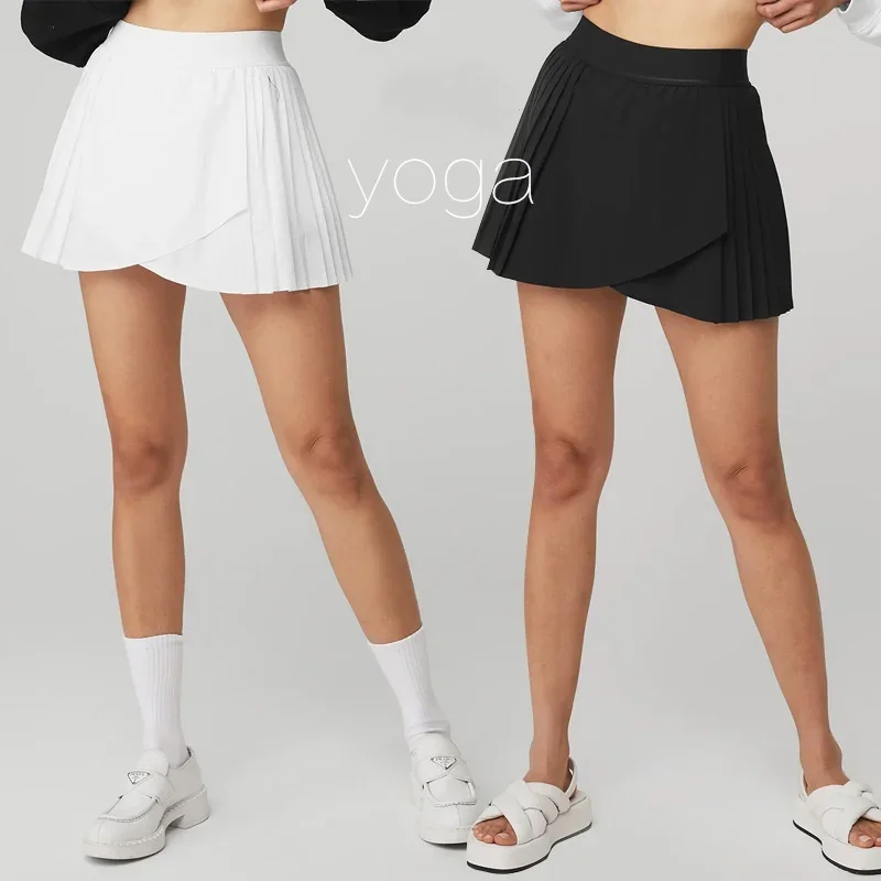 

al yoga Quick-drying split sports skirt pleated age reduction with inner lining anti-slip tennis skirt women