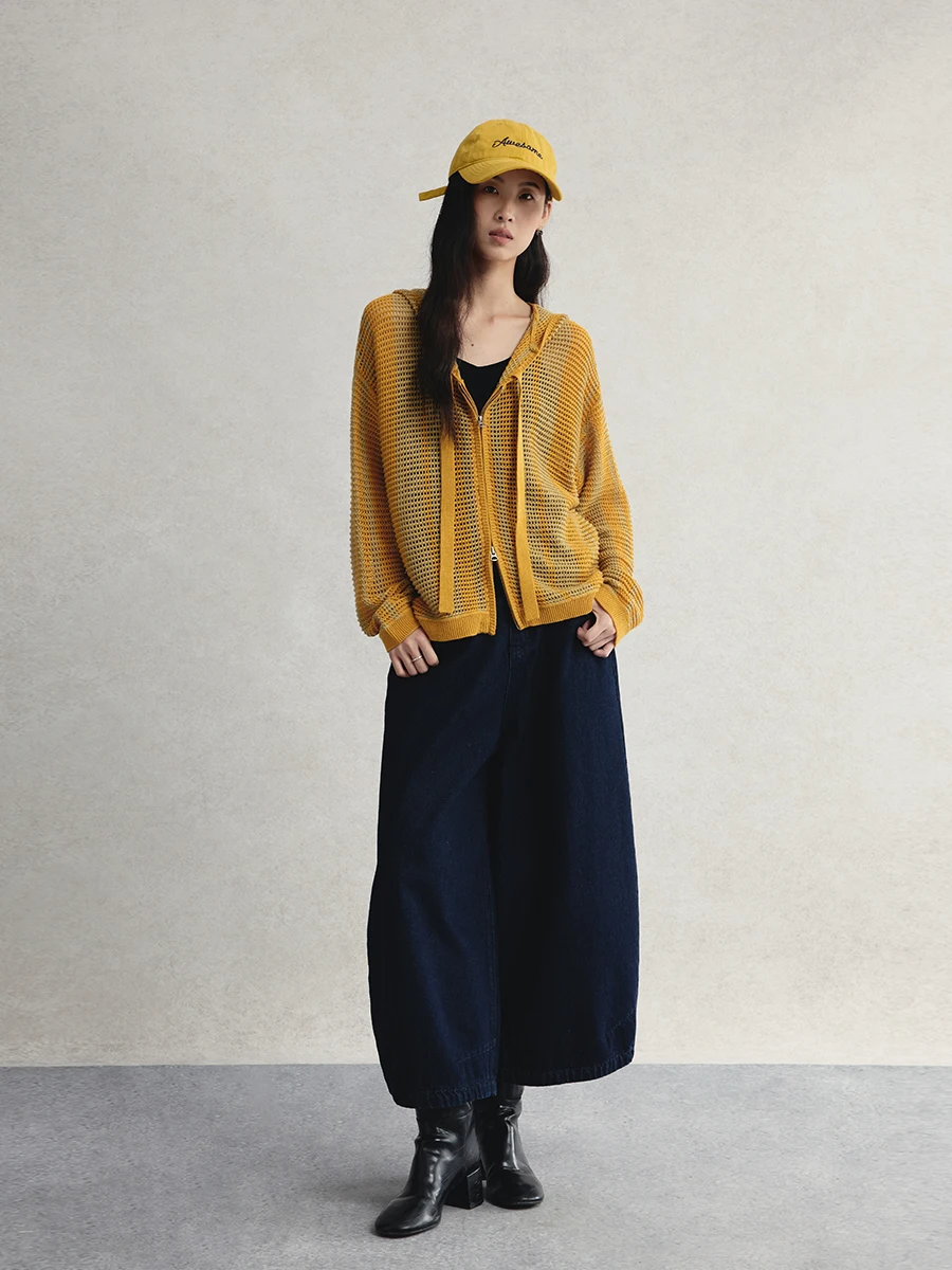 

Женская повседневная теплая верхняя одежда Caremind: вязаная куртка на молнии с длинными рукавами и капюшоном из смесовой шерсти для ранней осени