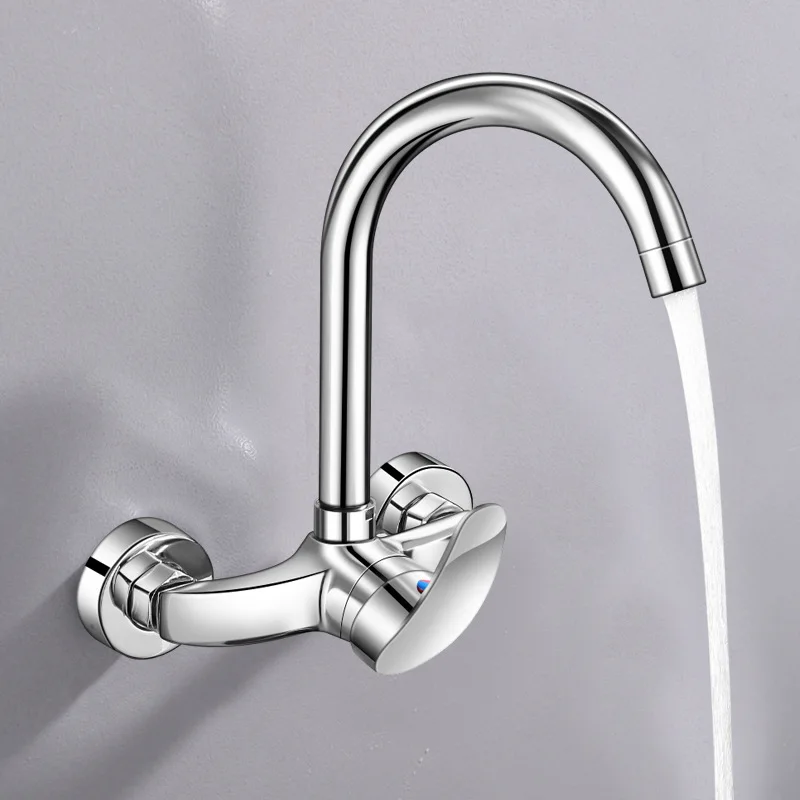 Wall mounted hot and cold faucets, kitchen sink, laundry sink, balcony washbasin, brass mixing valve