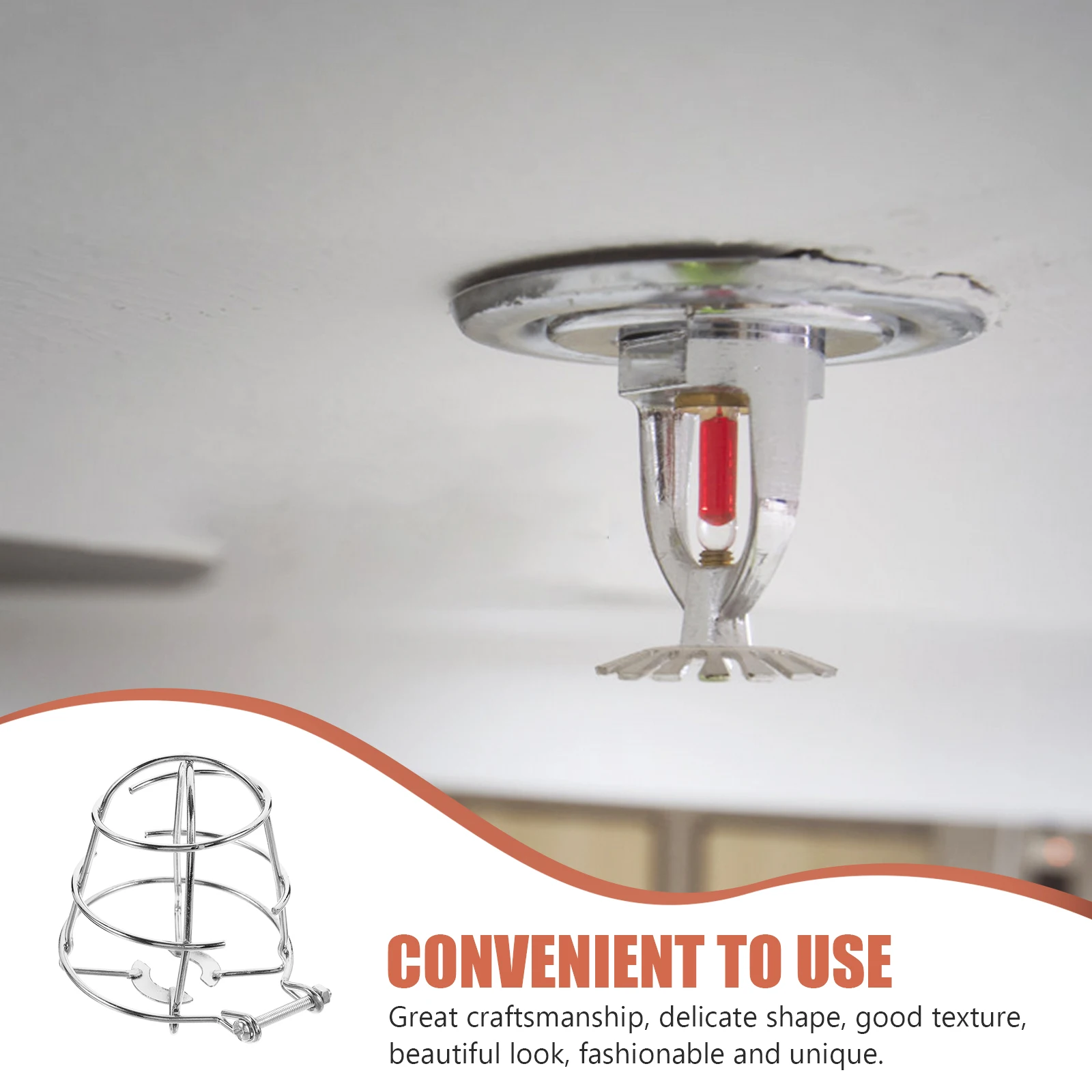 

2pcs Fire Durable Iron Cage Tool-Free Installation For 1/2 Inch Sprinkler Systems Heavy Duty Ceiling Mount Fire