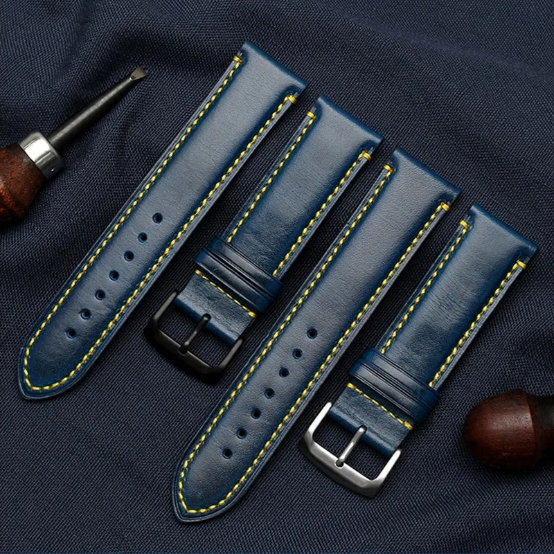 جلد طبيعي حزام ساعة للمواطن الأزرق الملاك At8020 الهواء النسر الثاني/ثلاثة جيل Jy8078 8035 8085 حزام (Watch) ساعة 22 مللي متر 23 متر
