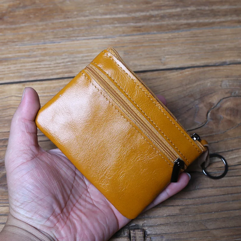 NZPJ Vintage Echtes Leder Herren Null Brieftasche Natürliches Rindsleder Reißverschluss Schlüsseltasche Damen Bankkartentasche Mini Münztasche Kartenhalter – Detail 17
