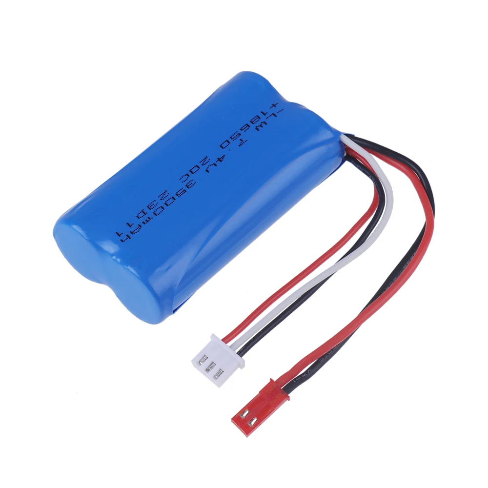 Batería de iones de litio mejorada de 3000mAh a 3500mAh, 7,4 V, 18650, con enchufe JST y cargador para camión de carreras RC, batería de respaldo para juguetes eléctricos