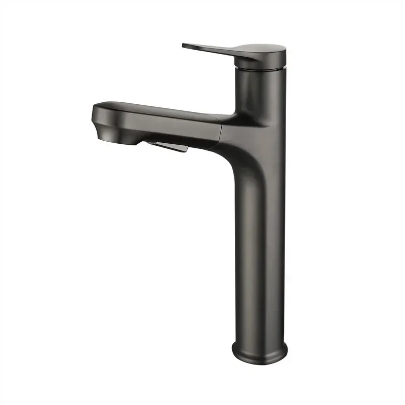 

Height pull-out , basin on stage, faucet art basin, hand washing faucet, gun gray
