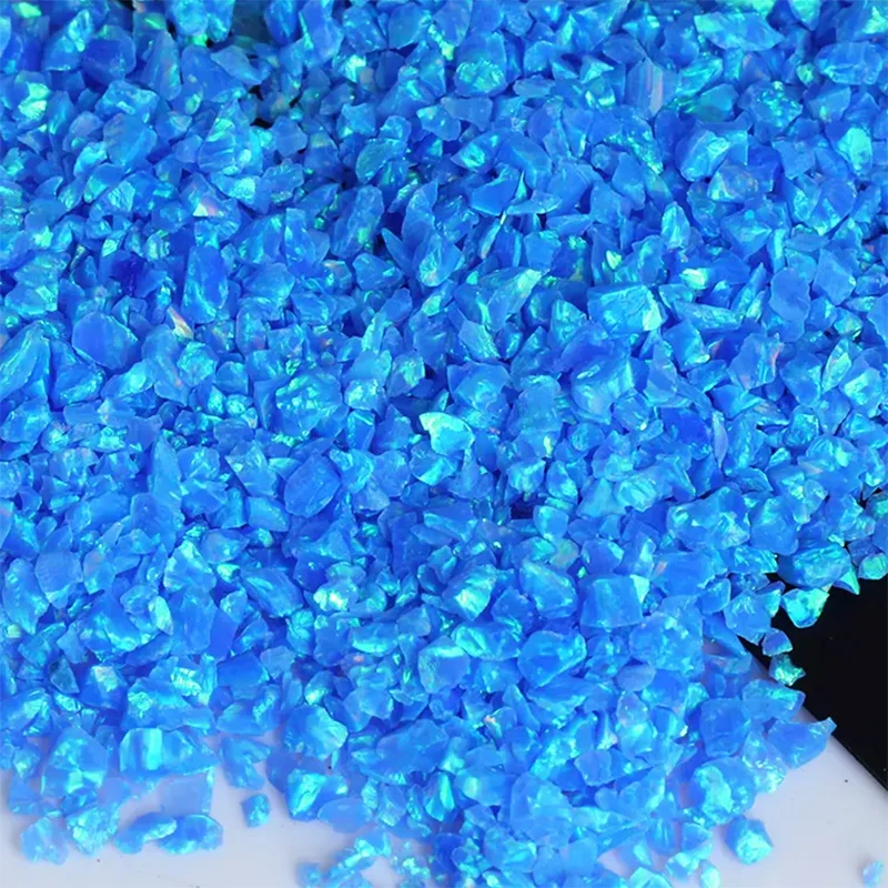 5g--30g/Lot 1mm-2mm OP46-OP90 Free Shipping Kyocera Top Fire Shiny Synthetic Blue Opal Crushed For Ring Making