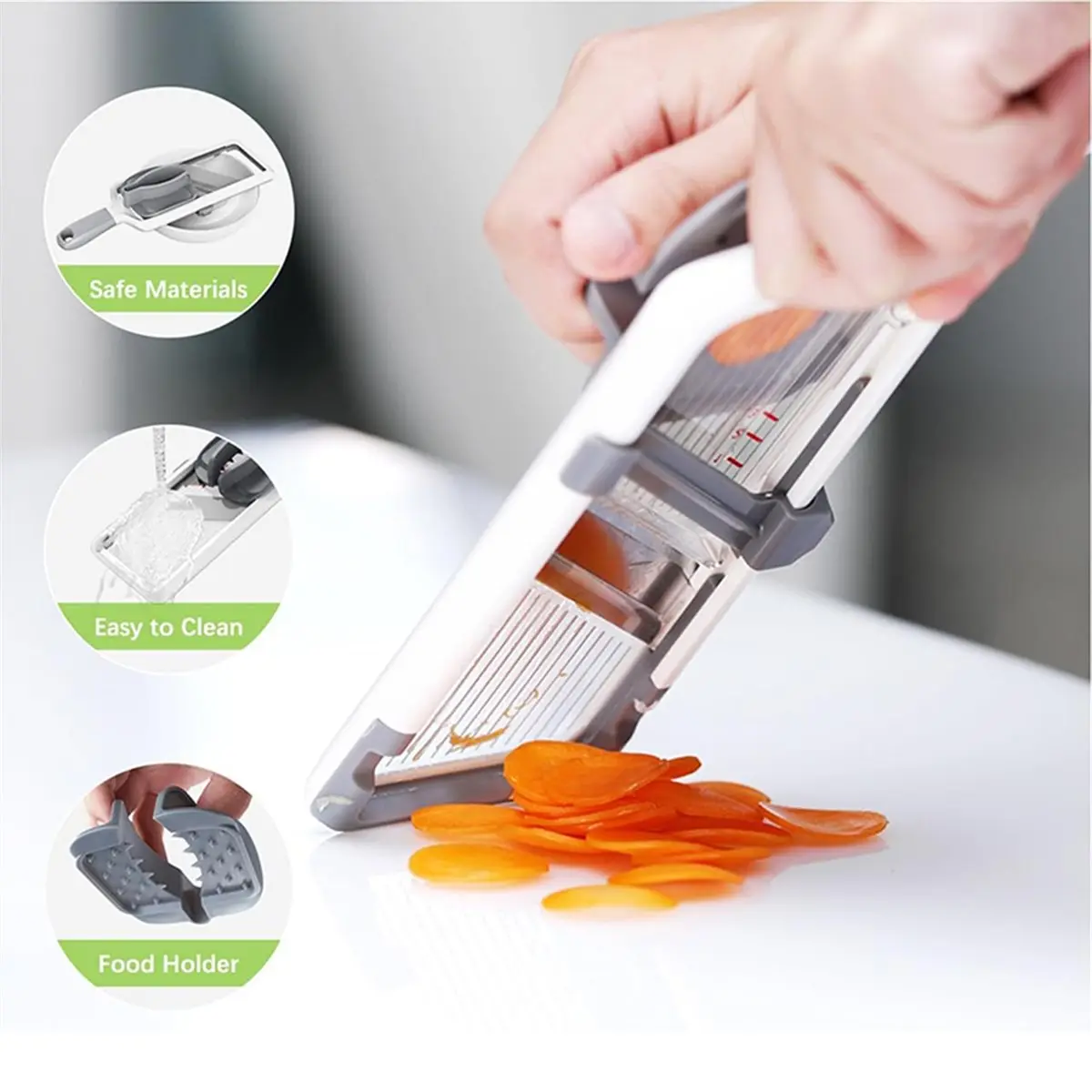 Multi Handheld Mandoline Slicer with Adjustable Stainless Steel Blade Kitchen Veggie Chopper Cheese Grater