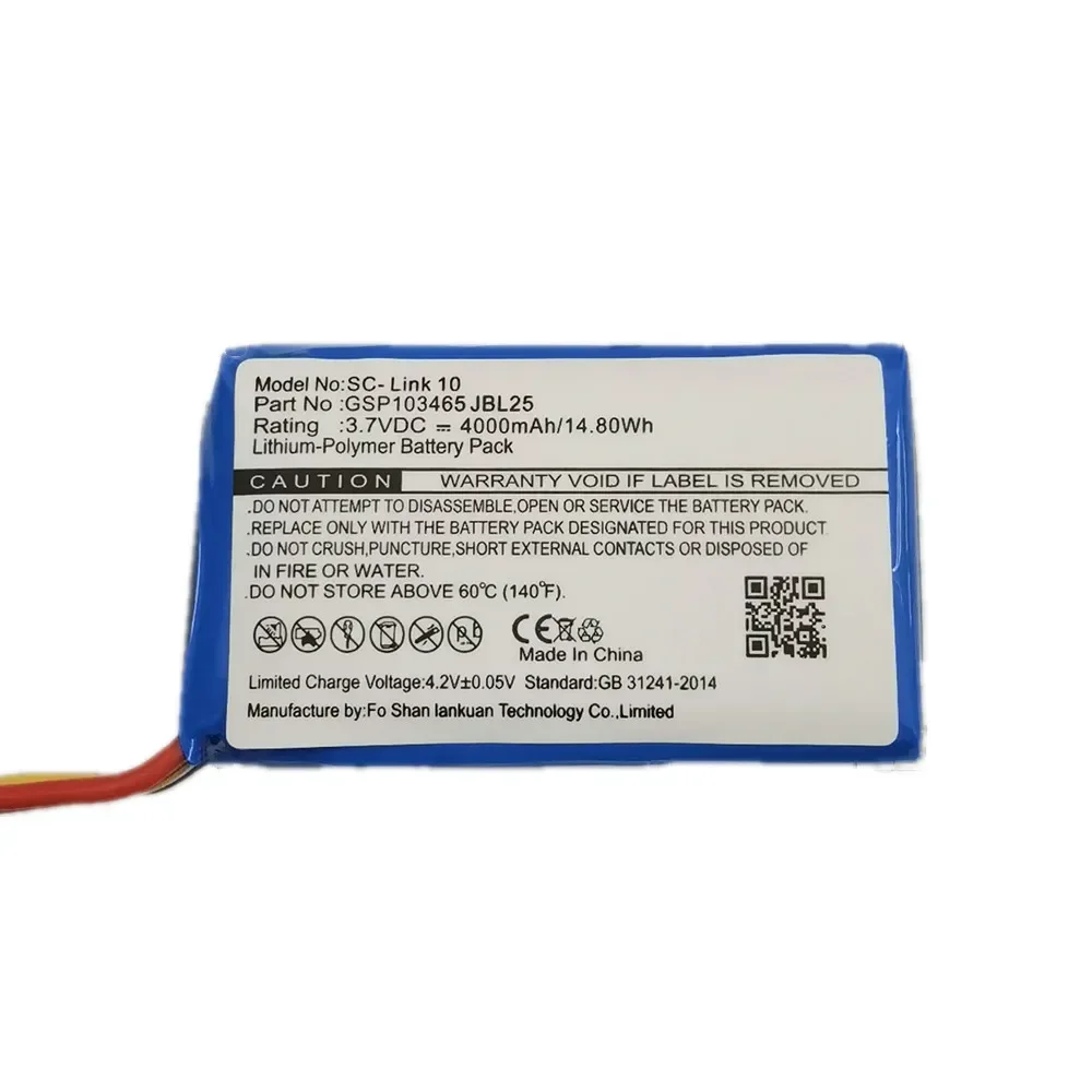 2025 Years 4000mAh Original Speaker  Battery For JBL Link 10 Link10 GSP103465 Wireless Bluetooth Replacement Batteries Bateria