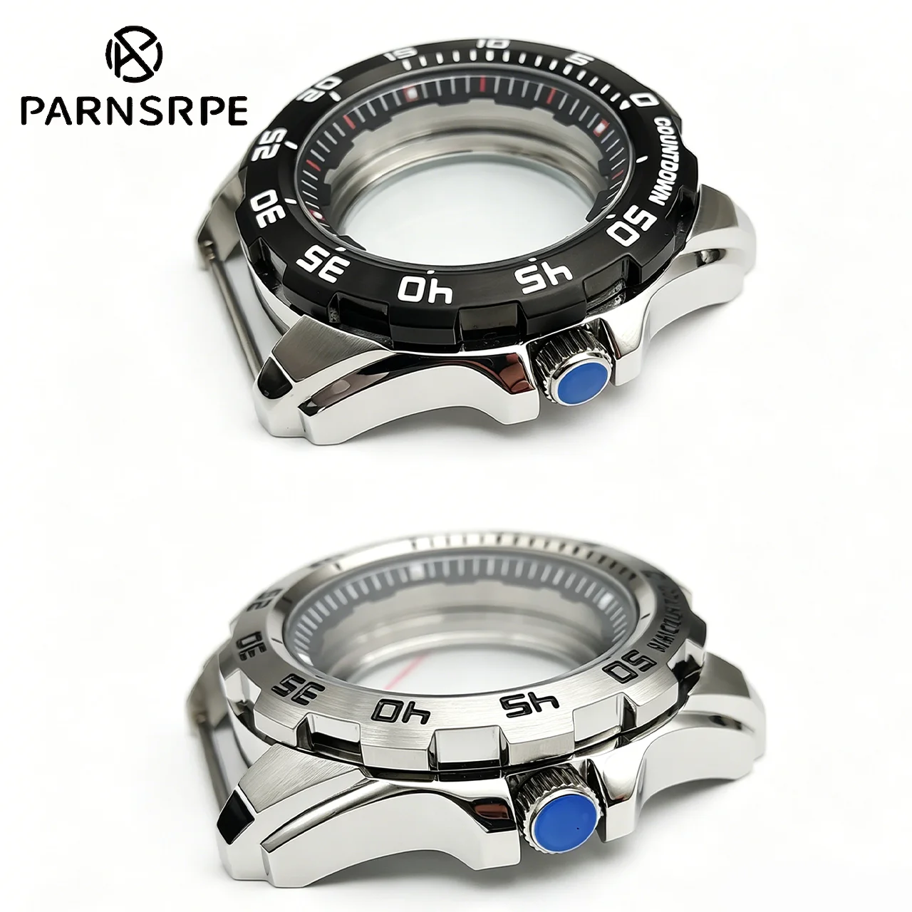 

44MM Monster Style Stainless Steel Watch Case Sapphire Glass Transparent Case Back 28.5mm Dial Fits NH35 Movement