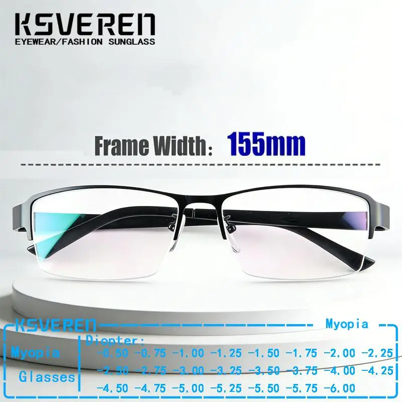 

Большой размер 155 мм, металлические очки для близорукости, большое лицо, мужские модные деловые очки с защитой от синего света, очки для близорукости с большой головой