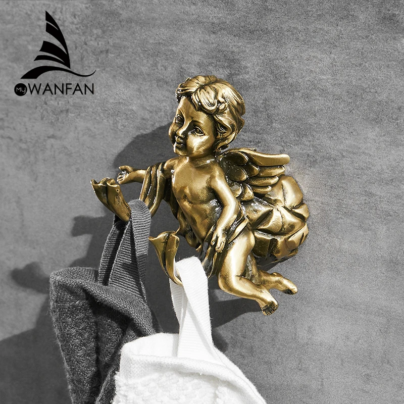 Antique Bronze Bathroom Shower Towel Hook Classic Angel Brass Coat Robe Clothes Hook for Bathroom Garage Wall Mounted MB-0782B