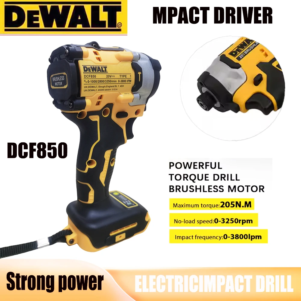 

Original DEWALT DCF850 205N. M brushless cordless electric screwdriver,small size, high power,continuously variable transmission
