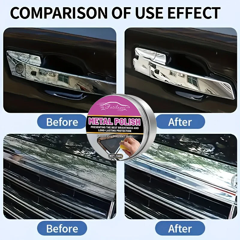NEW Restoration Paste for Chrome Parts of Vehicles, Designed for Renewing Oxidized Chrome Trim And Emblems, Comes with a Sponge