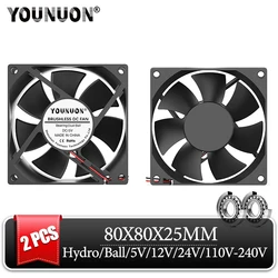 2PCS DC 5V USB 80MM COOLING FAN 80X80X25MM DC 12V/24V  8025 Cooler Fan AC 110V-240V Brushless Cooling Cooler Fan for DIY/CASE