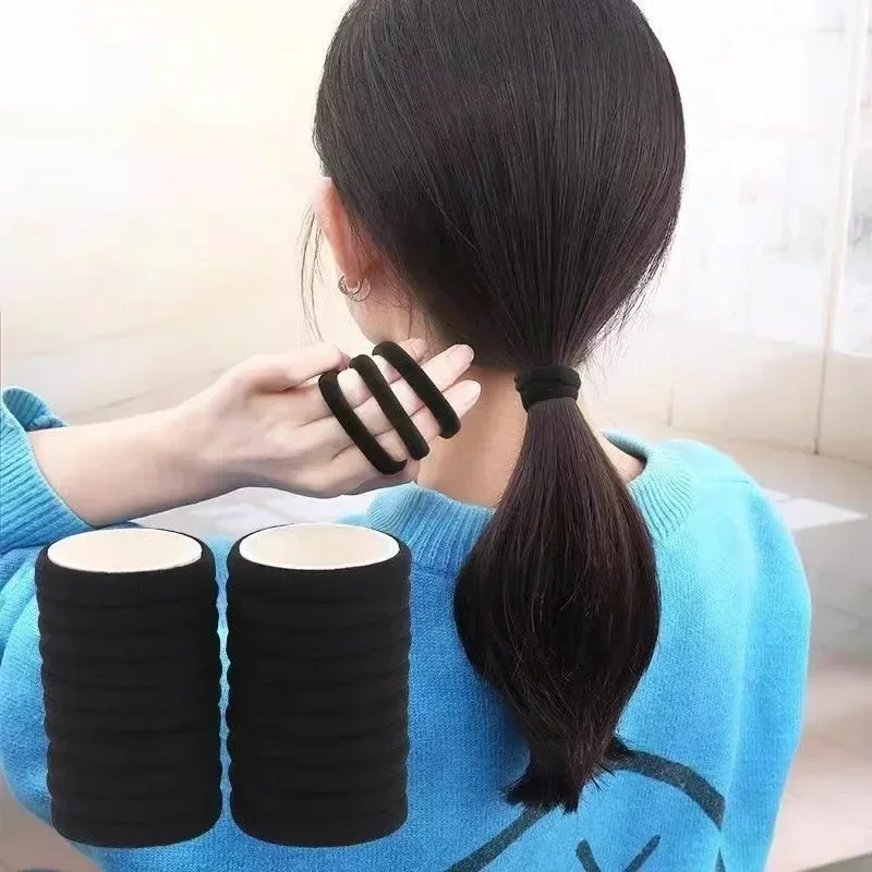 50Pcs/Set Hair Bands High Elastic Rubber Band Black Hair Ties Girl Hairband Ponytail Holder Scrunchies Hair Accessories ForWomen