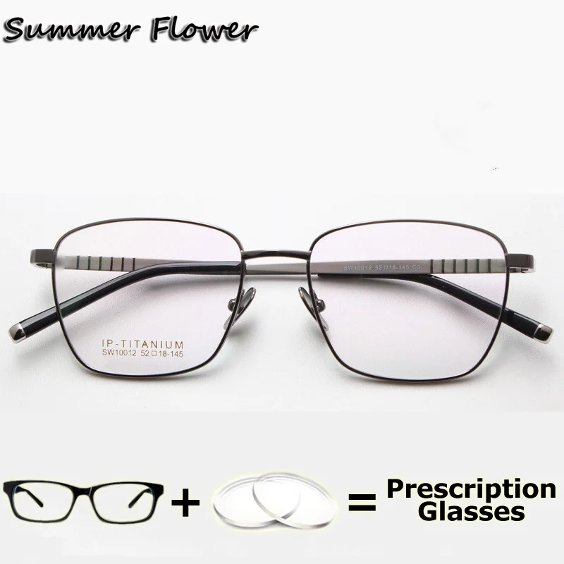 

Square Prescription Glasses Pure Titanium Top End Optical Eyewear Men Anti Blue Light Glasses Myopia Minus Lens Photochromic