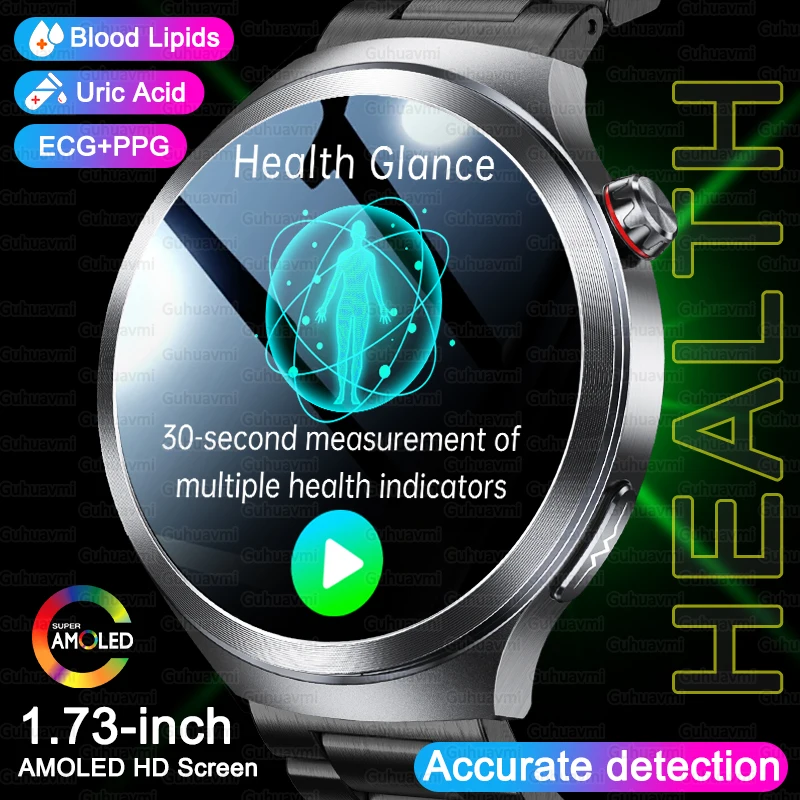 

2025 New Nursing Health Blood Lipids Uric Acid Smart Watch Men Heart Rate Blood Pressure Bluetooth Call Body Monitor Smartwatch