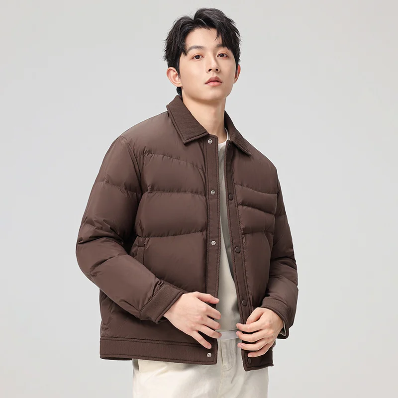 

2025 New Autumn and Winter Unisex Short Down Jacket Lapel Collar Loose Fit Thickened Warm Casual Style Puffer Coat