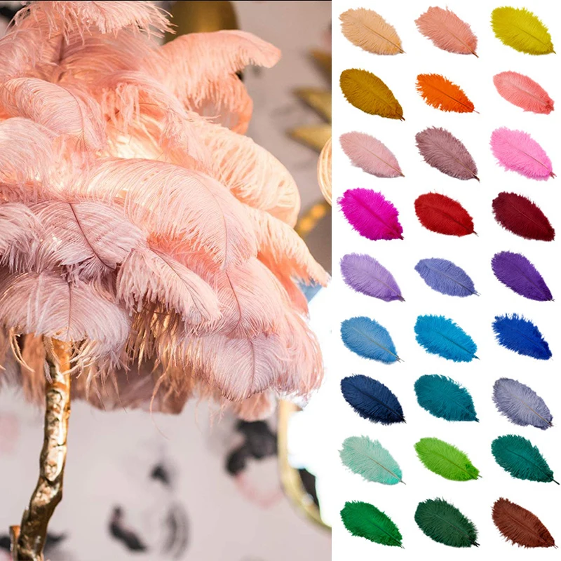 1PC Natural Leather Pink Ostrich Feathers for Crafts Wedding Party Decoration Ostrich Table Centerpieces Plumas Decor Supplies