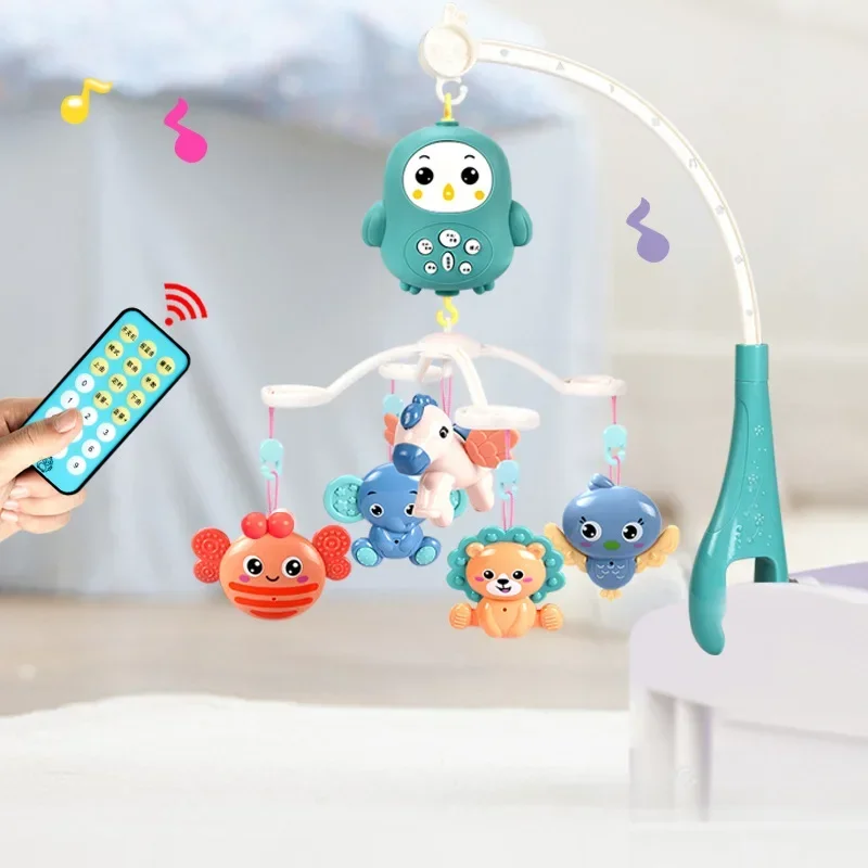 Baby Crib Mobile with Remote Control Music Box Night Light Rotate Newborn Sleeping Bed Toys 0-12 Newborns Bed Bell Musical Toys