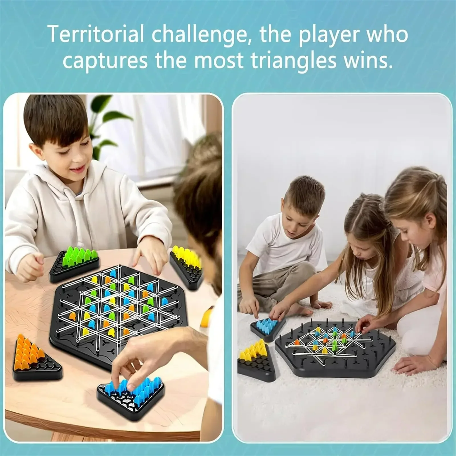 New Multiplayer Game Table Toy Rubber Band Triangle Chain Chess Multiplayer Leisure Geometry Table Game Christmas Gift