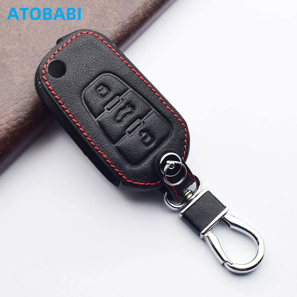 

ATOBABI Leather Car Key Cases For MG 3 5 6 7 GT 350 MG6 MG3 MG7 MG5 Folding Remote Control Fobs Protector Cover Keychain Holder