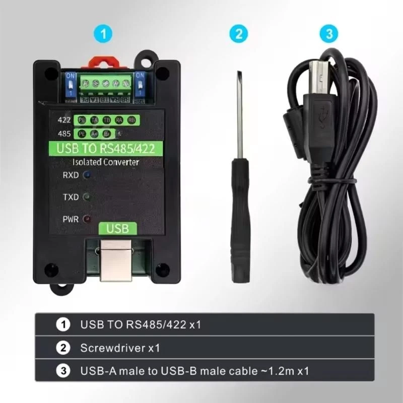 

USB to RS485 RS422 Industrial Isolated Converter Speed 3Mbps Data Transfer For Sensors Automation Systems H9EE