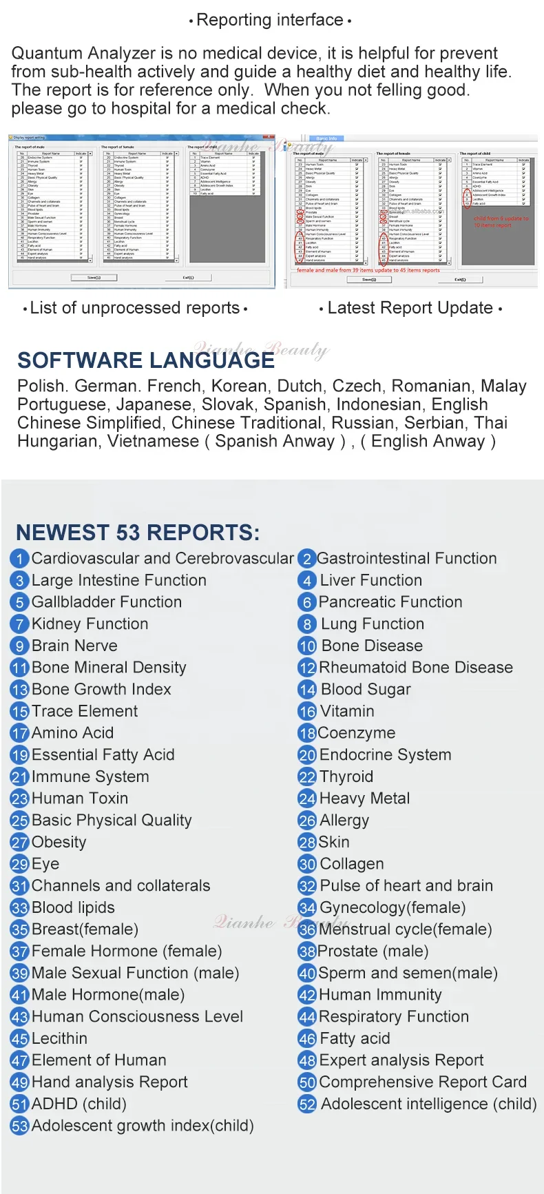 Заводской русский сербский тайский венгерский вьетнамский quan tum биорезонансный магнитно-резонансный анализатор машина