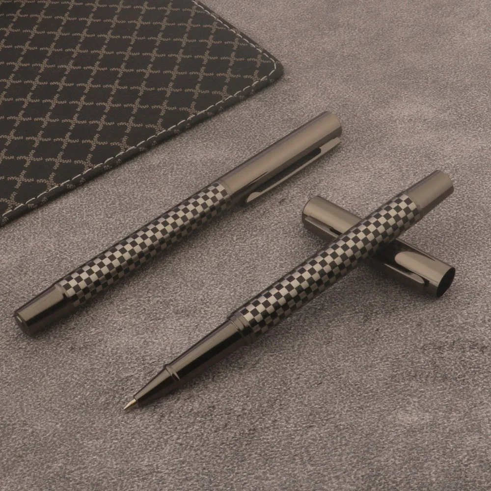 1pc metal Rollerball Pen Gun grey Grid Stationery Office school supplies Writing Gift ball point pens