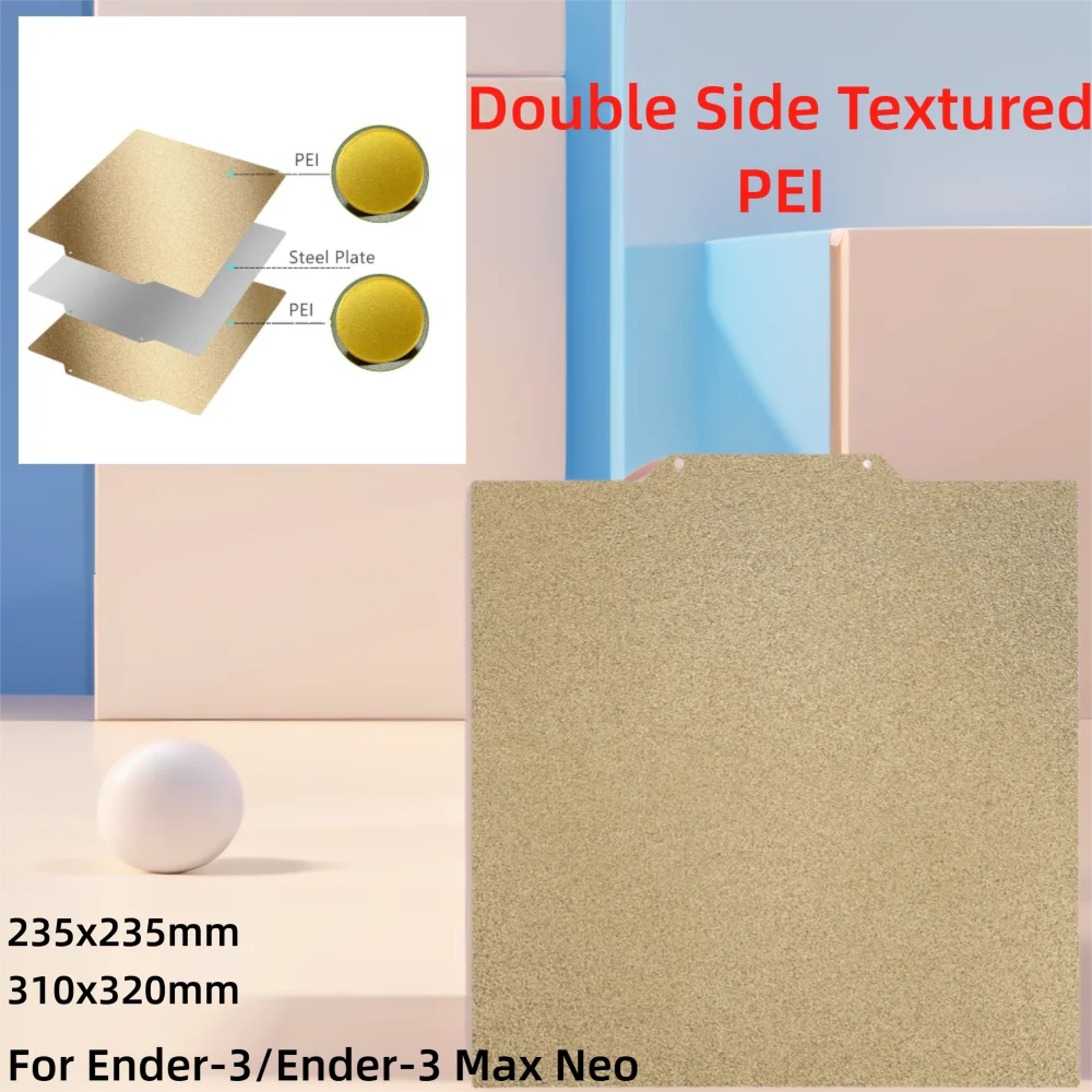 

For Ender-3/Ender-3 Max Neo Build Plate PEI Sheet 235x235/310x320mm Spring Steel Sheet Double Sided Textured PEI Flexible Bed