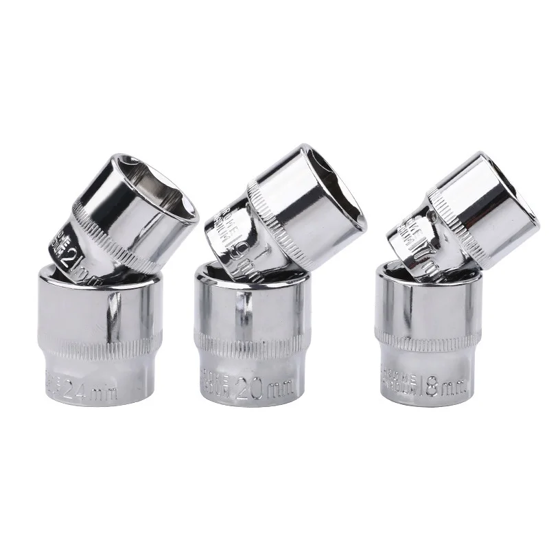 3/8 Short Mirror Polished Socket 6-24mm External Hex Socket Home/Work Maintenance Hand Tool Suitable for All Types of Wrenches