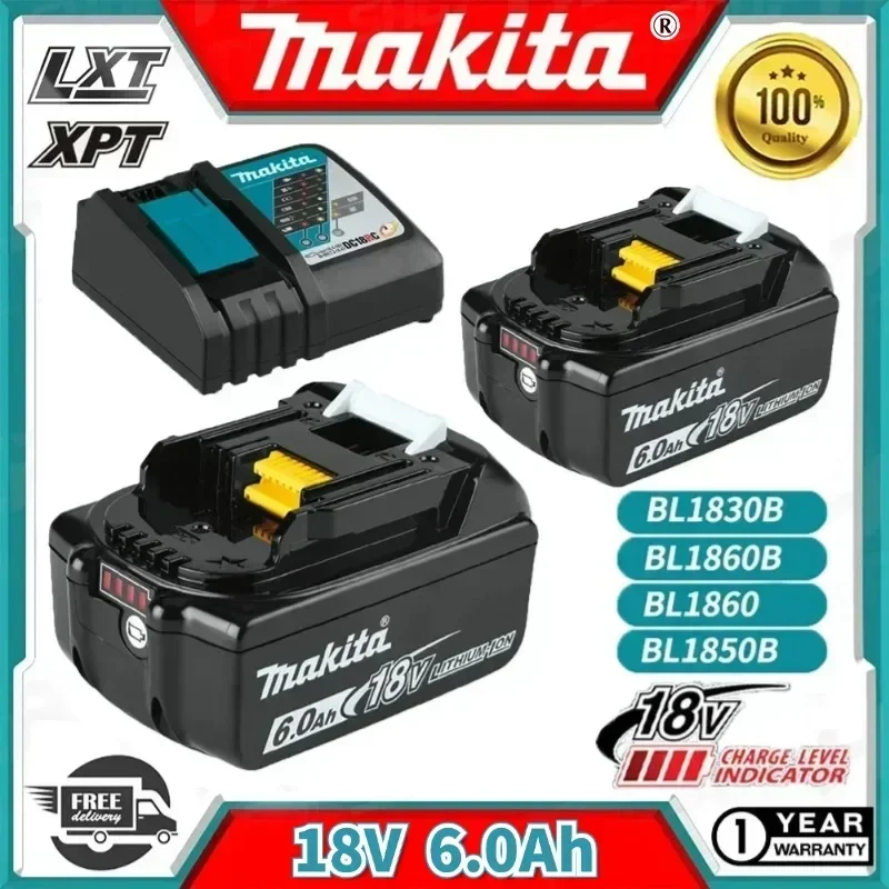 

100% подлинная батарея Makita 6Ah/5Ah для Makita 18 В BL1830B BL1850B BL1850 BL1840 BL1860 BL1815, сменная литиевая батарея