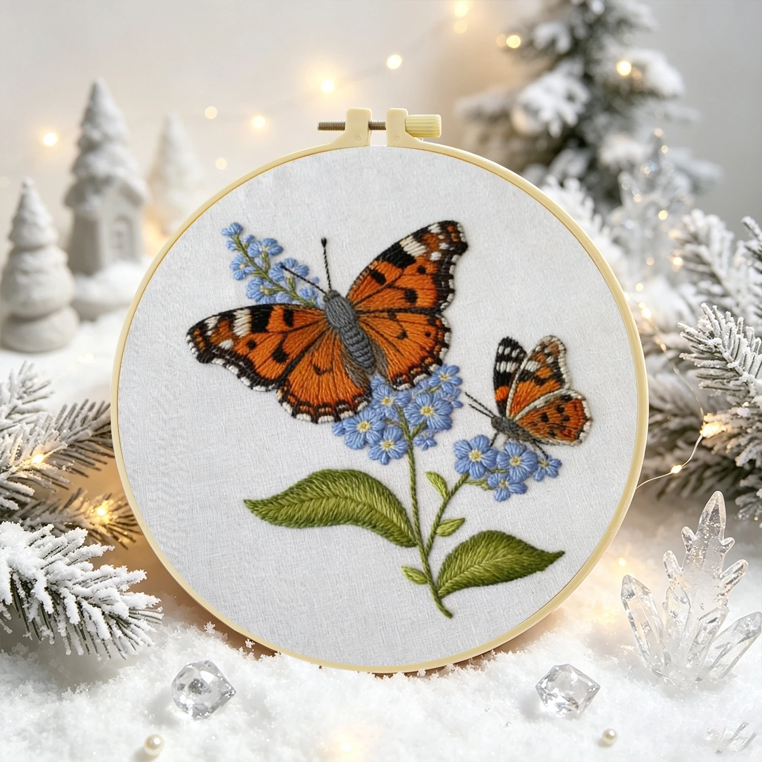 1 Set Schmetterling Blaue Blumen DIY Stickerei-Set für Anfänger Stick-Starter-Kit Kreuzstich Kunstgeschenk Nadelarbeit Handwerk – Detail 5