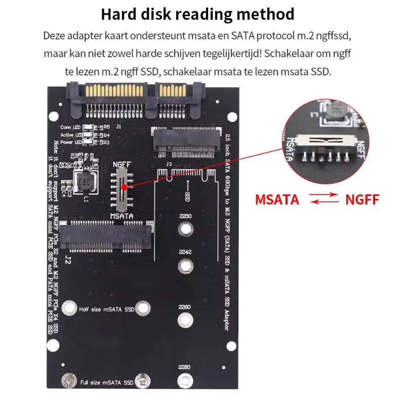M.2 NGFF to SATA 3.0 Adapter Card 2.5 Inch SSD Converter Board Support mSATA M2 for Desktop PC Laptop Hard Drive