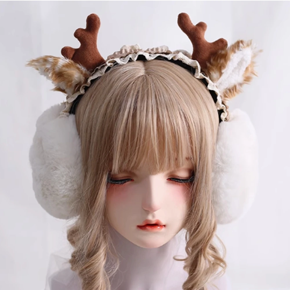 Cute Plush Warm Earmuffs Kawaii Girls Women\'s Lolita Warmer Muff Ear Cover Lovely Fold Headband Accessories