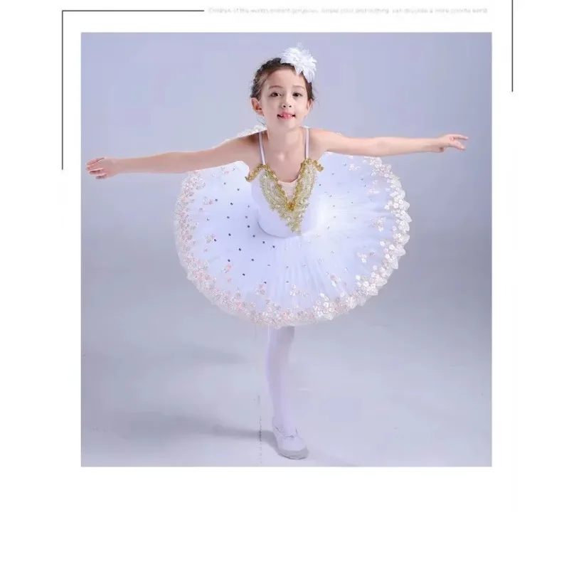 

Professional Girls Ballet Tutu Swan Lake Costume Child Competition White Red Blue Ballet Dress for Kids Pancake Tutu Dancewear