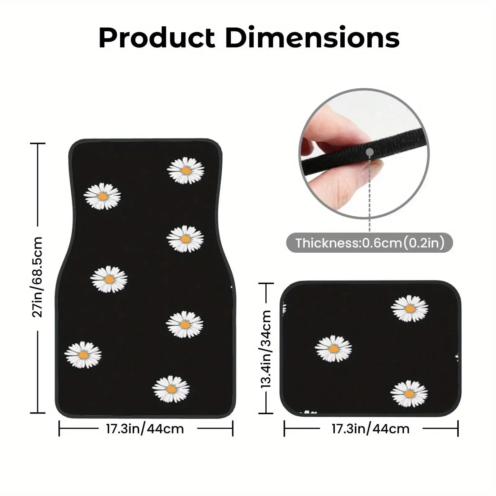 Plain Daisy Charm, Texture Along The Way: Set Of 4 Mats Interpret Beauty With Simplicity, 2D Flat Patterns Match, Let Fresh Aura